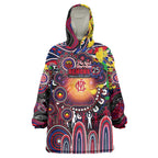 Personalised NAIDOC Week 2025 Demons Football Wearable Blanket Hoodie Aboriginal Dot Painting