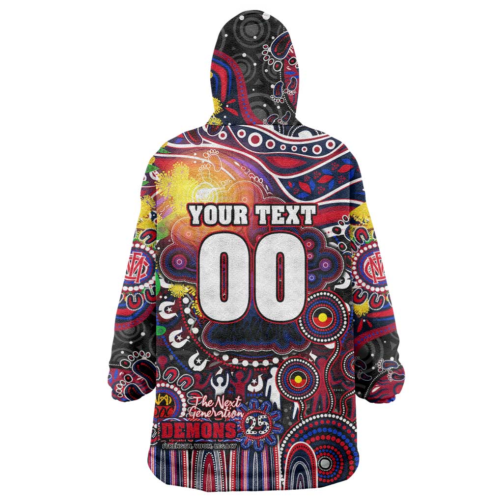 Personalised NAIDOC Week 2025 Demons Football Wearable Blanket Hoodie Aboriginal Dot Painting