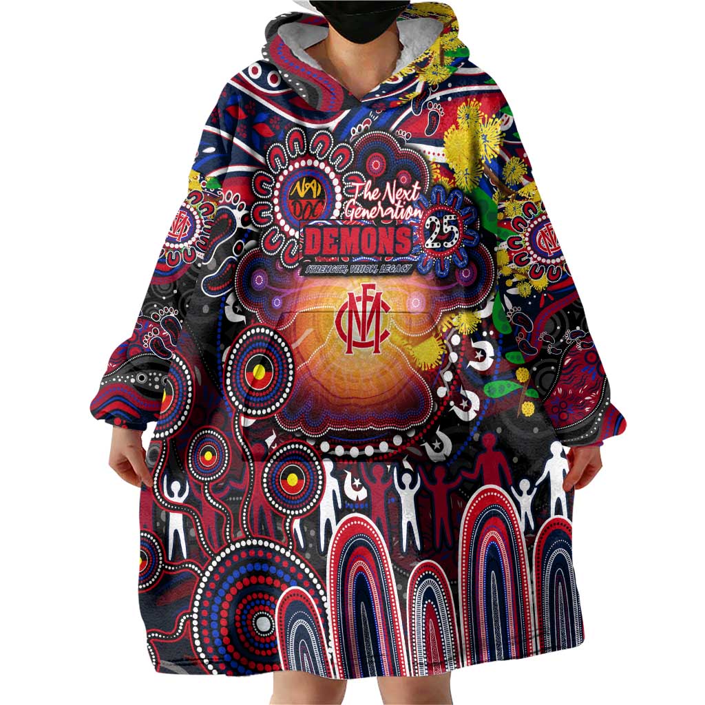 Personalised NAIDOC Week 2025 Demons Football Wearable Blanket Hoodie Aboriginal Dot Painting
