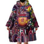 Personalised NAIDOC Week 2025 Demons Football Wearable Blanket Hoodie Aboriginal Dot Painting