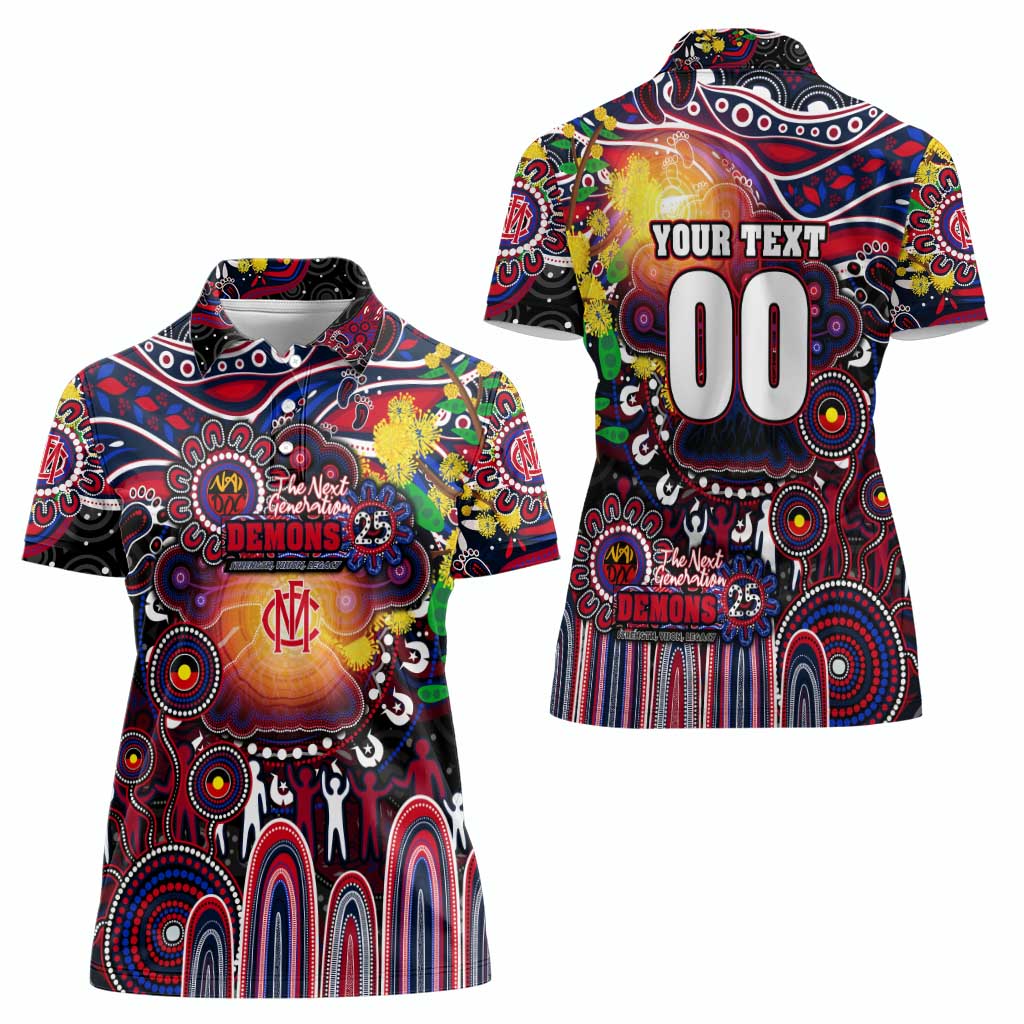 Personalised NAIDOC Week 2025 Demons Football Women Polo Shirt Aboriginal Dot Painting