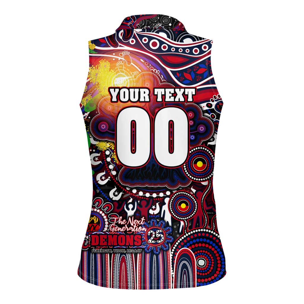 Personalised NAIDOC Week 2025 Demons Football Women Sleeveless Polo Shirt Aboriginal Dot Painting