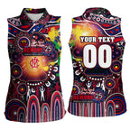 Personalised NAIDOC Week 2025 Demons Football Women Sleeveless Polo Shirt Aboriginal Dot Painting