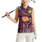 Personalised NAIDOC Week 2025 Demons Football Women Sleeveless Polo Shirt Aboriginal Dot Painting