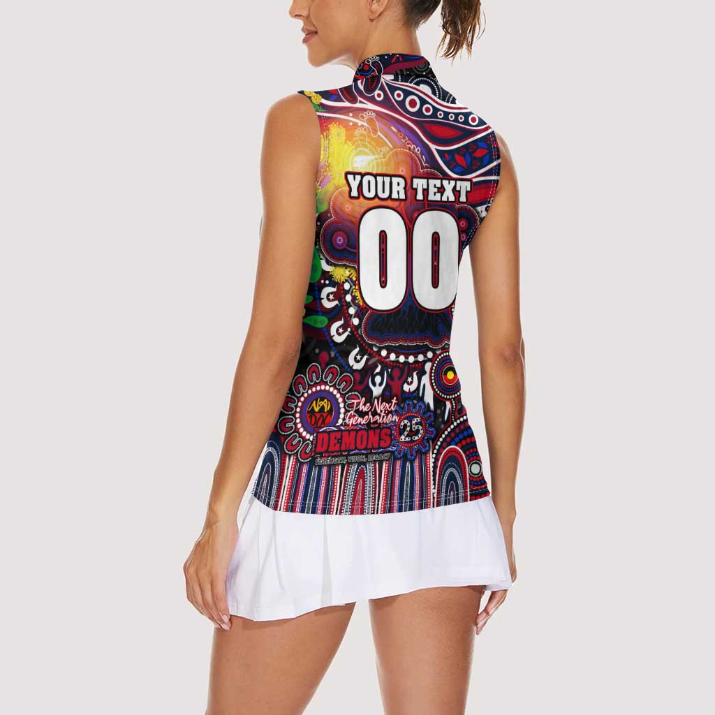 Personalised NAIDOC Week 2025 Demons Football Women Sleeveless Polo Shirt Aboriginal Dot Painting