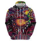 Personalised NAIDOC Week 2025 Demons Football Zip Hoodie Aboriginal Dot Painting