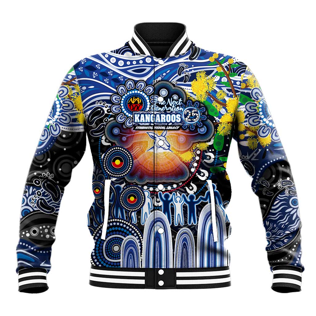 Personalised NAIDOC Week 2025 Kangaroos Football Baseball Jacket Aboriginal Dot Painting