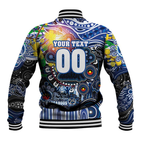 Personalised NAIDOC Week 2025 Kangaroos Football Baseball Jacket Aboriginal Dot Painting