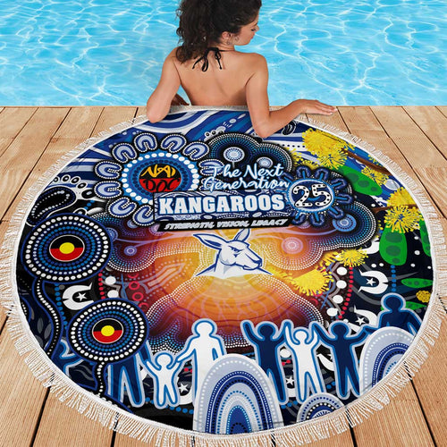 NAIDOC Week 2025 Kangaroos Football Beach Blanket Aboriginal Dot Painting