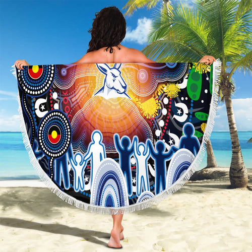 NAIDOC Week 2025 Kangaroos Football Beach Blanket Aboriginal Dot Painting