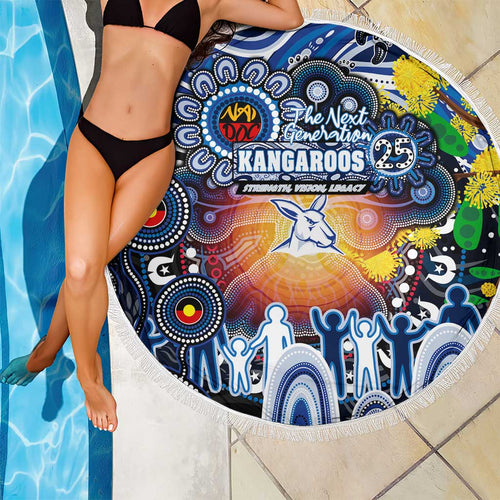 NAIDOC Week 2025 Kangaroos Football Beach Blanket Aboriginal Dot Painting