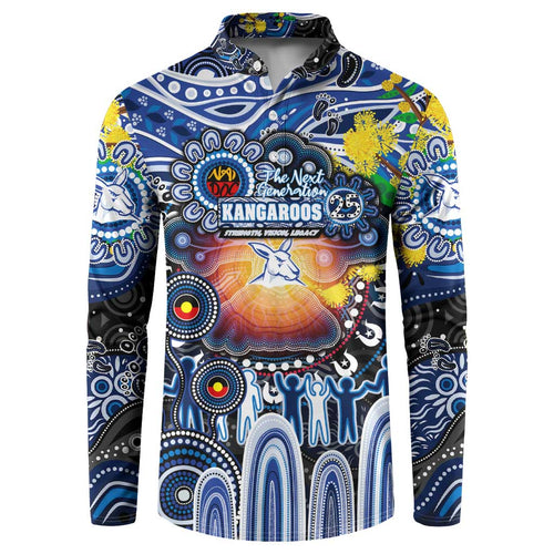 Personalised NAIDOC Week 2025 Kangaroos Football Button Sweatshirt Aboriginal Dot Painting
