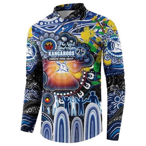 Personalised NAIDOC Week 2025 Kangaroos Football Button Sweatshirt Aboriginal Dot Painting