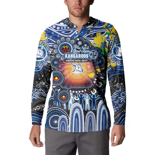 Personalised NAIDOC Week 2025 Kangaroos Football Button Sweatshirt Aboriginal Dot Painting