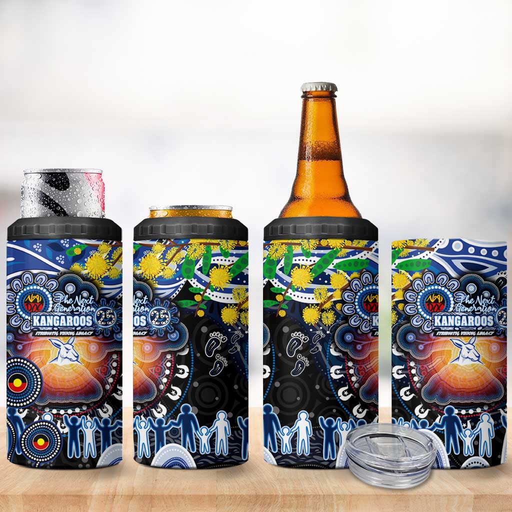 NAIDOC Week 2025 Kangaroos Football 4 in 1 Can Cooler Tumbler Aboriginal Dot Painting