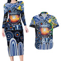 Personalised NAIDOC Week 2025 Kangaroos Football Couples Matching Long Sleeve Bodycon Dress and Hawaiian Shirt Aboriginal Dot Painting