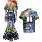 Personalised NAIDOC Week 2025 Kangaroos Football Couples Matching Mermaid Dress and Hawaiian Shirt Aboriginal Dot Painting