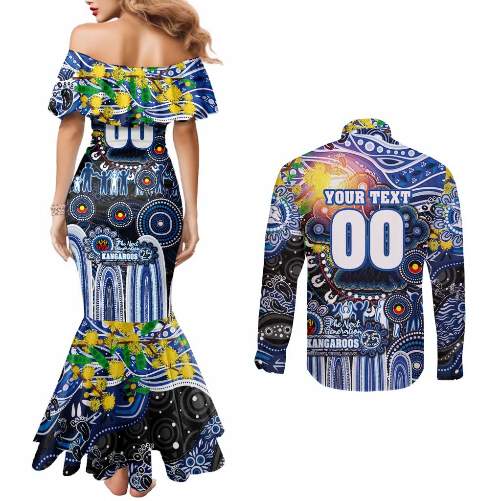 Personalised NAIDOC Week 2025 Kangaroos Football Couples Matching Mermaid Dress and Long Sleeve Button Shirt Aboriginal Dot Painting
