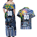 Personalised NAIDOC Week 2025 Kangaroos Football Couples Matching Off Shoulder Maxi Dress and Hawaiian Shirt Aboriginal Dot Painting