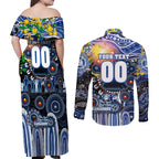 Personalised NAIDOC Week 2025 Kangaroos Football Couples Matching Off Shoulder Maxi Dress and Long Sleeve Button Shirt Aboriginal Dot Painting