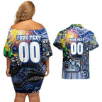 Personalised NAIDOC Week 2025 Kangaroos Football Couples Matching Off Shoulder Short Dress and Hawaiian Shirt Aboriginal Dot Painting