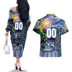 Personalised NAIDOC Week 2025 Kangaroos Football Couples Matching Off The Shoulder Long Sleeve Dress and Hawaiian Shirt Aboriginal Dot Painting