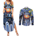 Personalised NAIDOC Week 2025 Kangaroos Football Couples Matching Summer Maxi Dress and Long Sleeve Button Shirt Aboriginal Dot Painting