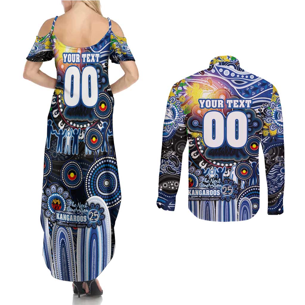 Personalised NAIDOC Week 2025 Kangaroos Football Couples Matching Summer Maxi Dress and Long Sleeve Button Shirt Aboriginal Dot Painting