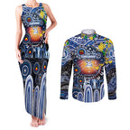 Personalised NAIDOC Week 2025 Kangaroos Football Couples Matching Tank Maxi Dress and Long Sleeve Button Shirt Aboriginal Dot Painting