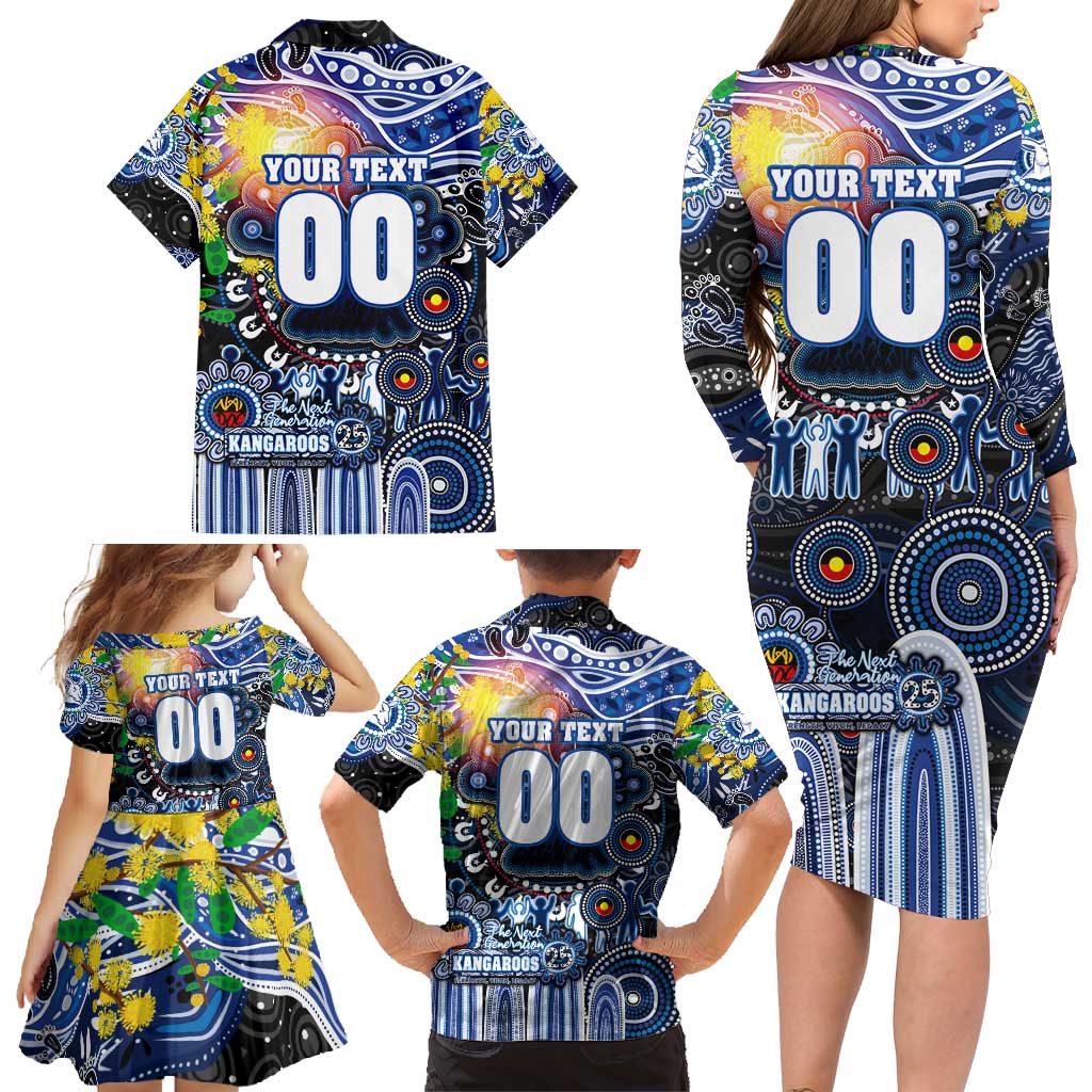 Personalised NAIDOC Week 2025 Kangaroos Football Family Matching Long Sleeve Bodycon Dress and Hawaiian Shirt Aboriginal Dot Painting