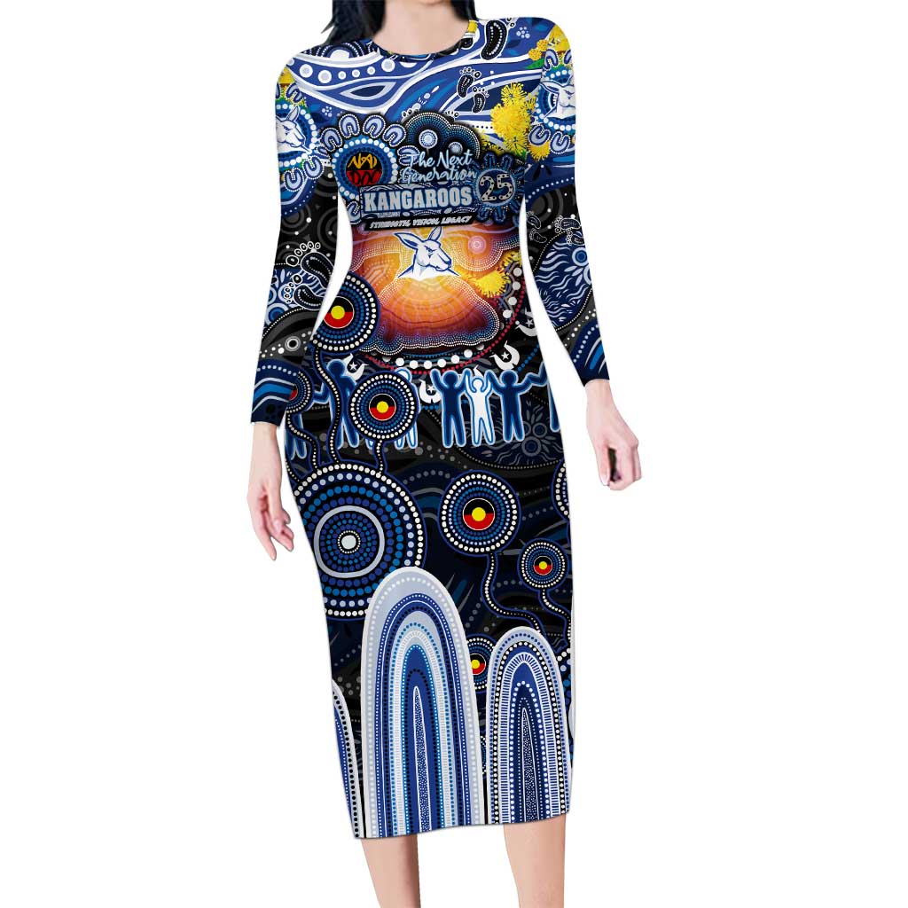 Personalised NAIDOC Week 2025 Kangaroos Football Family Matching Long Sleeve Bodycon Dress and Hawaiian Shirt Aboriginal Dot Painting