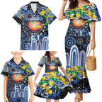 Personalised NAIDOC Week 2025 Kangaroos Football Family Matching Mermaid Dress and Hawaiian Shirt Aboriginal Dot Painting