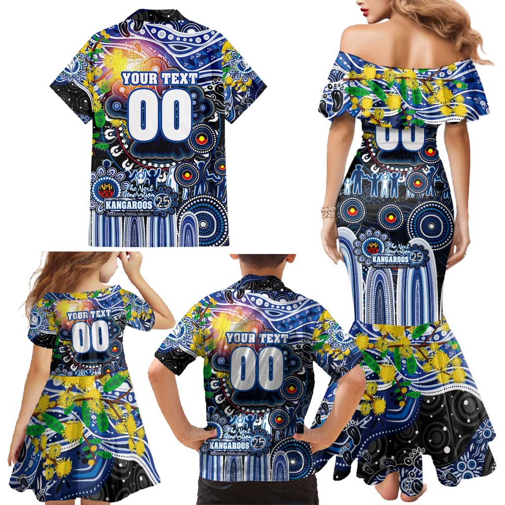 Personalised NAIDOC Week 2025 Kangaroos Football Family Matching Mermaid Dress and Hawaiian Shirt Aboriginal Dot Painting