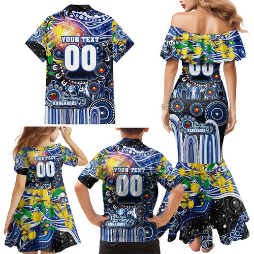 Personalised NAIDOC Week 2025 Kangaroos Football Family Matching Mermaid Dress and Hawaiian Shirt Aboriginal Dot Painting