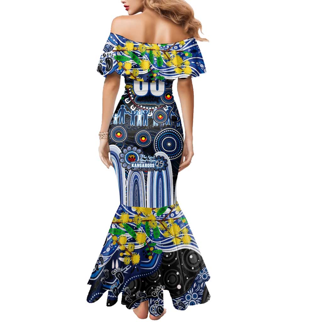 Personalised NAIDOC Week 2025 Kangaroos Football Family Matching Mermaid Dress and Hawaiian Shirt Aboriginal Dot Painting