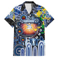 Personalised NAIDOC Week 2025 Kangaroos Football Family Matching Off The Shoulder Long Sleeve Dress and Hawaiian Shirt Aboriginal Dot Painting