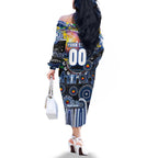 Personalised NAIDOC Week 2025 Kangaroos Football Family Matching Off The Shoulder Long Sleeve Dress and Hawaiian Shirt Aboriginal Dot Painting