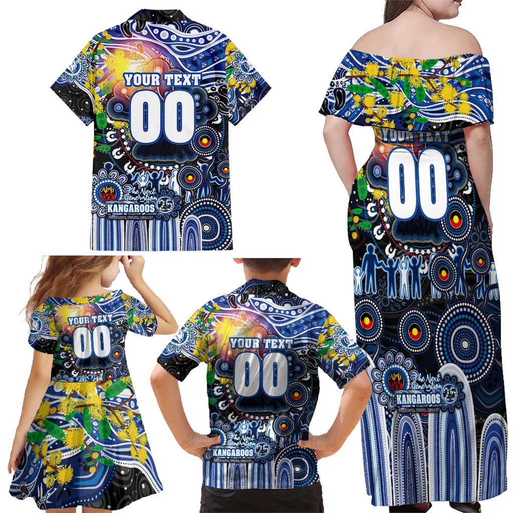 Personalised NAIDOC Week 2025 Kangaroos Football Family Matching Off Shoulder Maxi Dress and Hawaiian Shirt Aboriginal Dot Painting