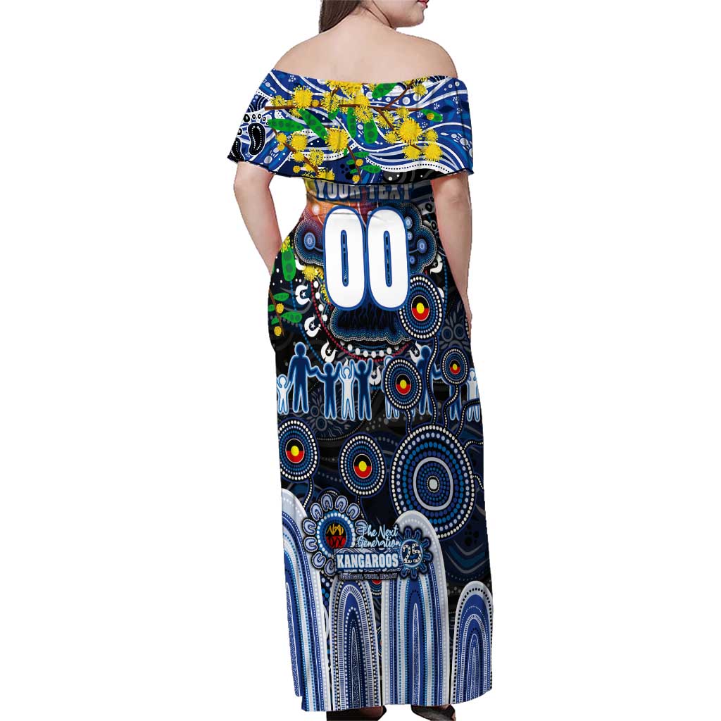 Personalised NAIDOC Week 2025 Kangaroos Football Family Matching Off Shoulder Maxi Dress and Hawaiian Shirt Aboriginal Dot Painting