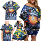 Personalised NAIDOC Week 2025 Kangaroos Football Family Matching Off Shoulder Short Dress and Hawaiian Shirt Aboriginal Dot Painting