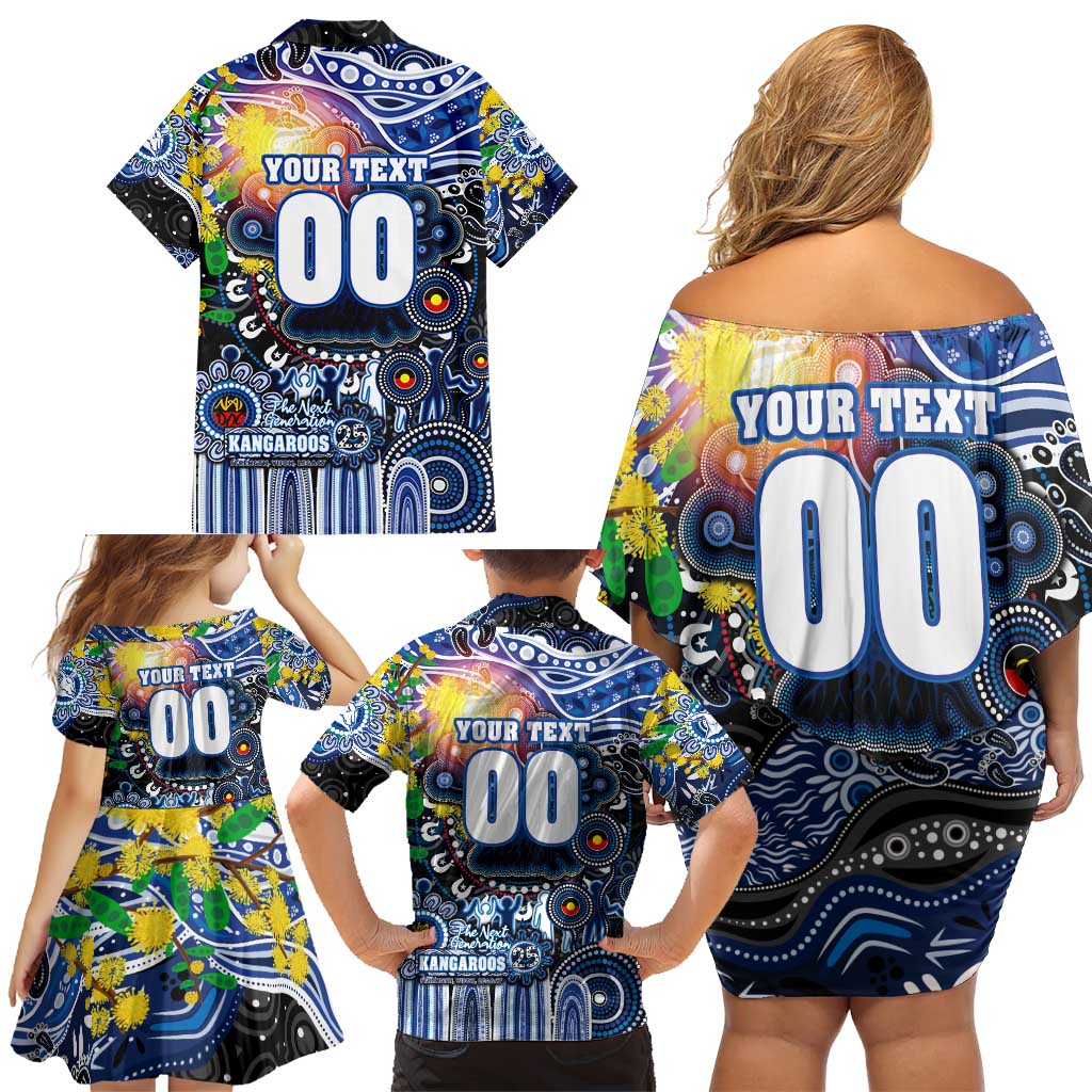 Personalised NAIDOC Week 2025 Kangaroos Football Family Matching Off Shoulder Short Dress and Hawaiian Shirt Aboriginal Dot Painting