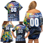 Personalised NAIDOC Week 2025 Kangaroos Football Family Matching Off Shoulder Short Dress and Hawaiian Shirt Aboriginal Dot Painting