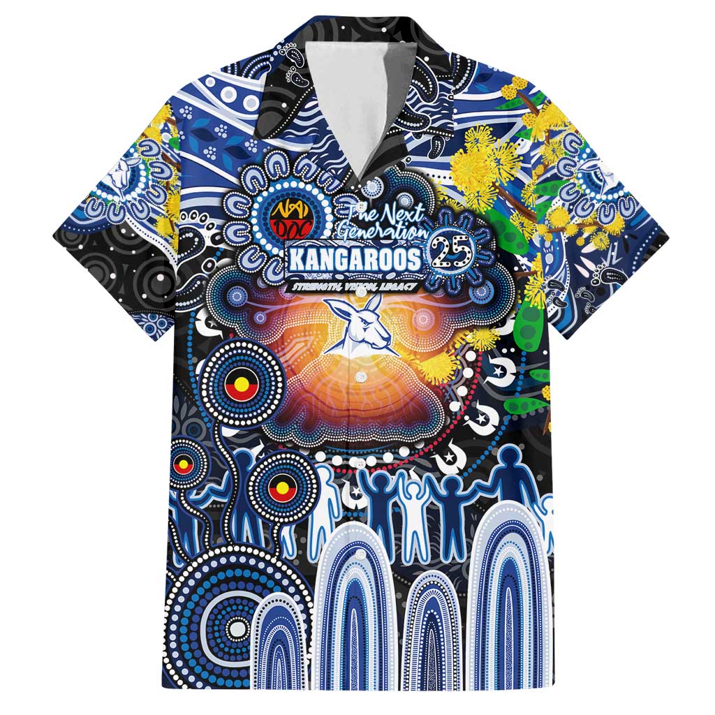 Personalised NAIDOC Week 2025 Kangaroos Football Family Matching Off Shoulder Short Dress and Hawaiian Shirt Aboriginal Dot Painting