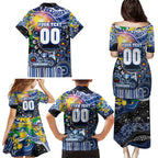 Personalised NAIDOC Week 2025 Kangaroos Football Family Matching Puletasi and Hawaiian Shirt Aboriginal Dot Painting