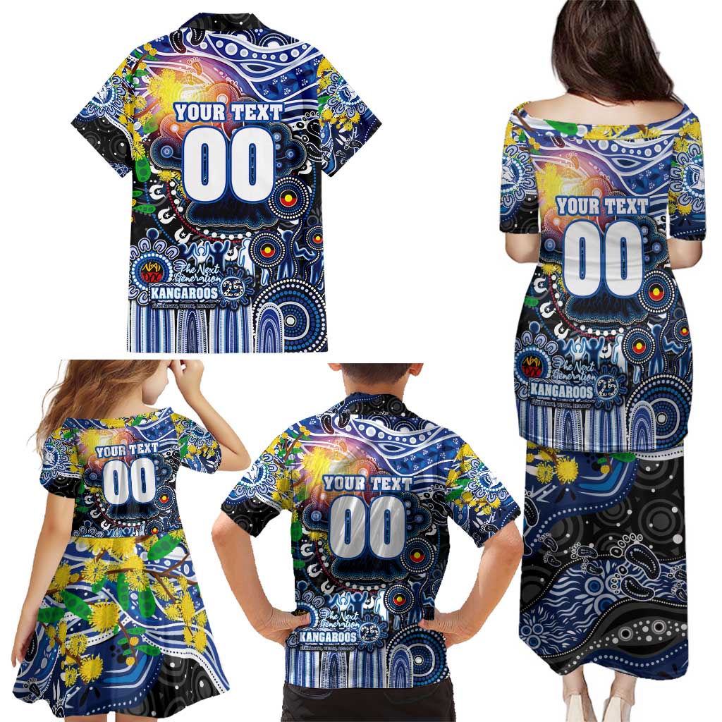 Personalised NAIDOC Week 2025 Kangaroos Football Family Matching Puletasi and Hawaiian Shirt Aboriginal Dot Painting