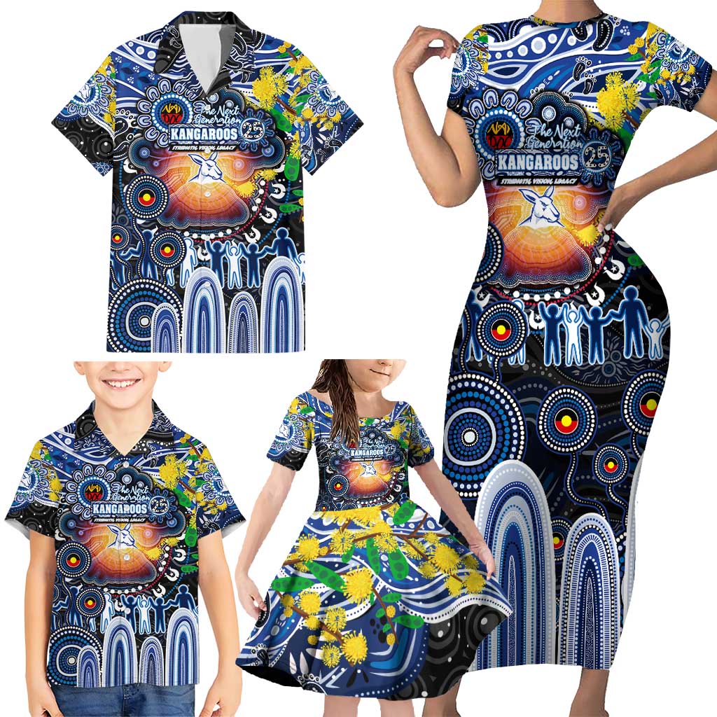 Personalised NAIDOC Week 2025 Kangaroos Football Family Matching Short Sleeve Bodycon Dress and Hawaiian Shirt Aboriginal Dot Painting