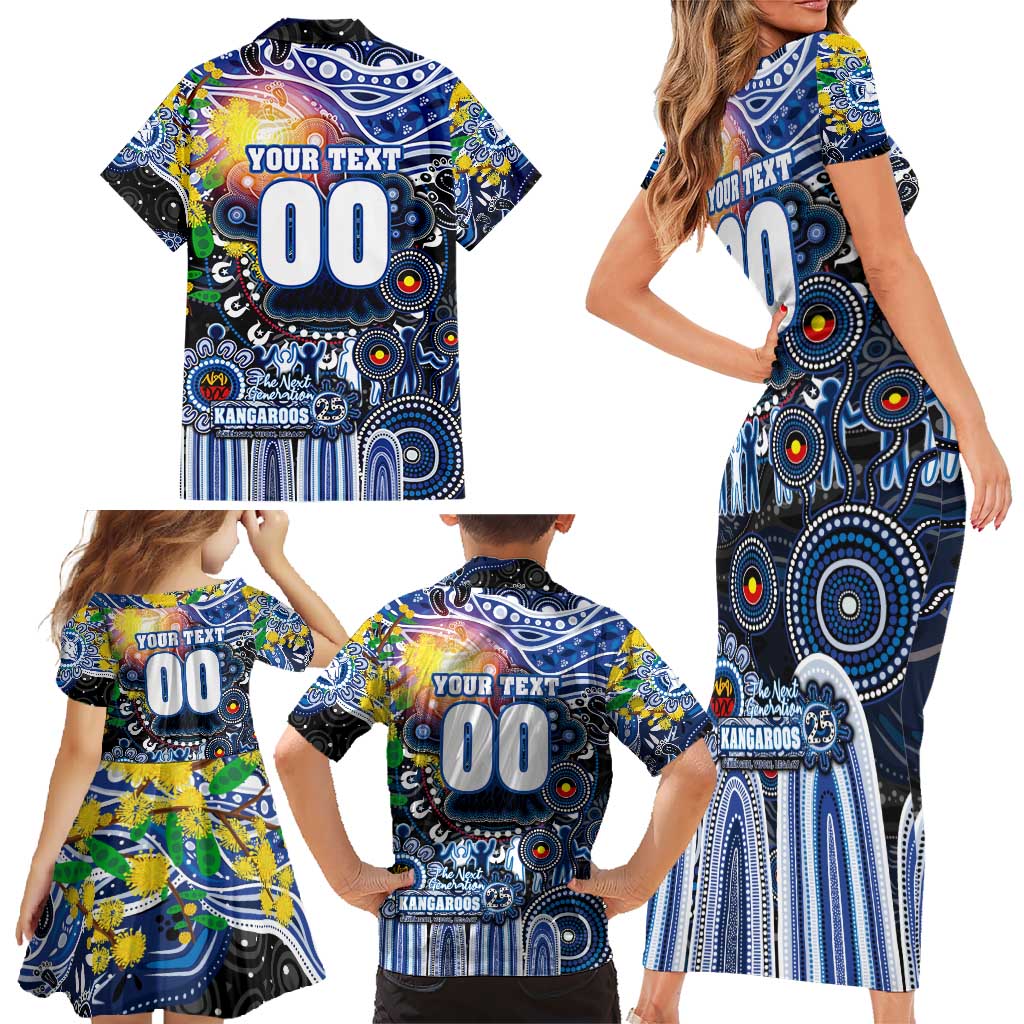 Personalised NAIDOC Week 2025 Kangaroos Football Family Matching Short Sleeve Bodycon Dress and Hawaiian Shirt Aboriginal Dot Painting