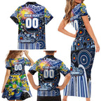 Personalised NAIDOC Week 2025 Kangaroos Football Family Matching Short Sleeve Bodycon Dress and Hawaiian Shirt Aboriginal Dot Painting