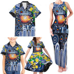 Personalised NAIDOC Week 2025 Kangaroos Football Family Matching Tank Maxi Dress and Hawaiian Shirt Aboriginal Dot Painting