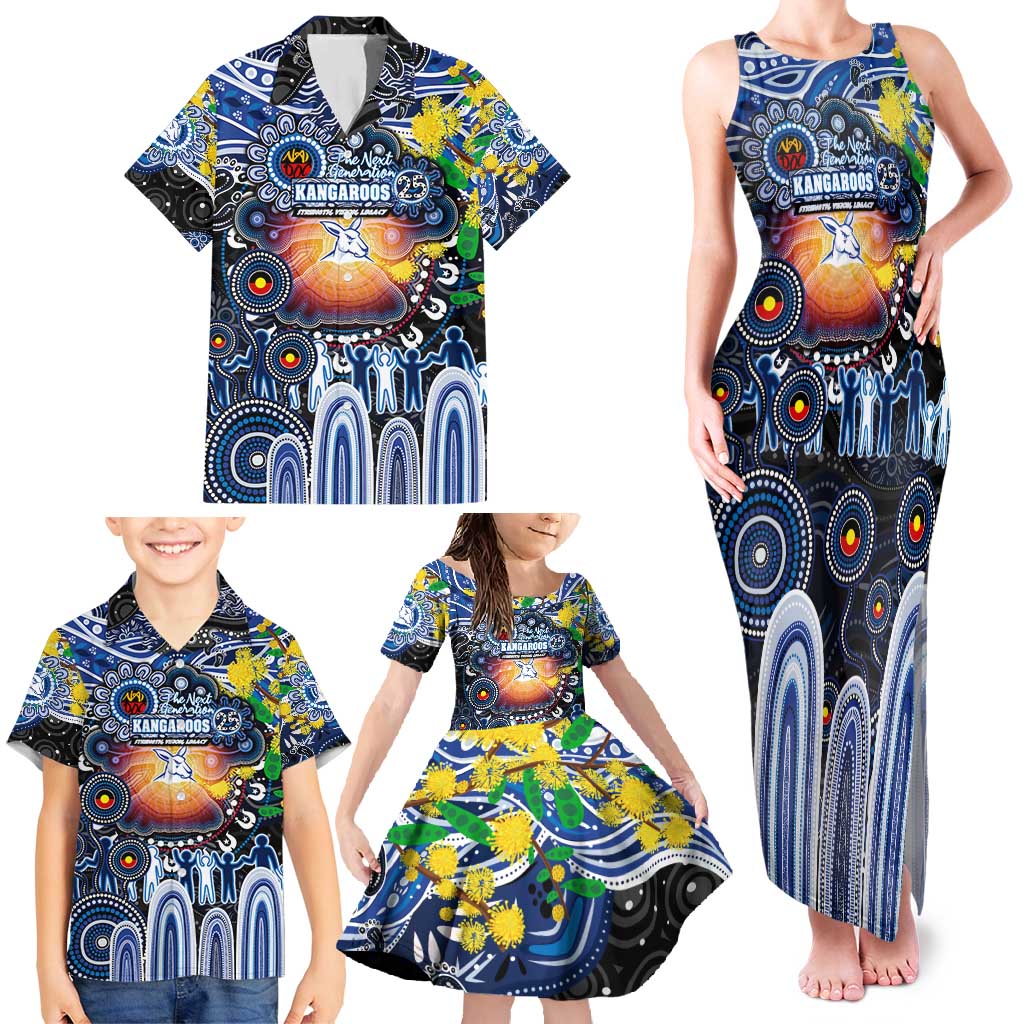 Personalised NAIDOC Week 2025 Kangaroos Football Family Matching Tank Maxi Dress and Hawaiian Shirt Aboriginal Dot Painting